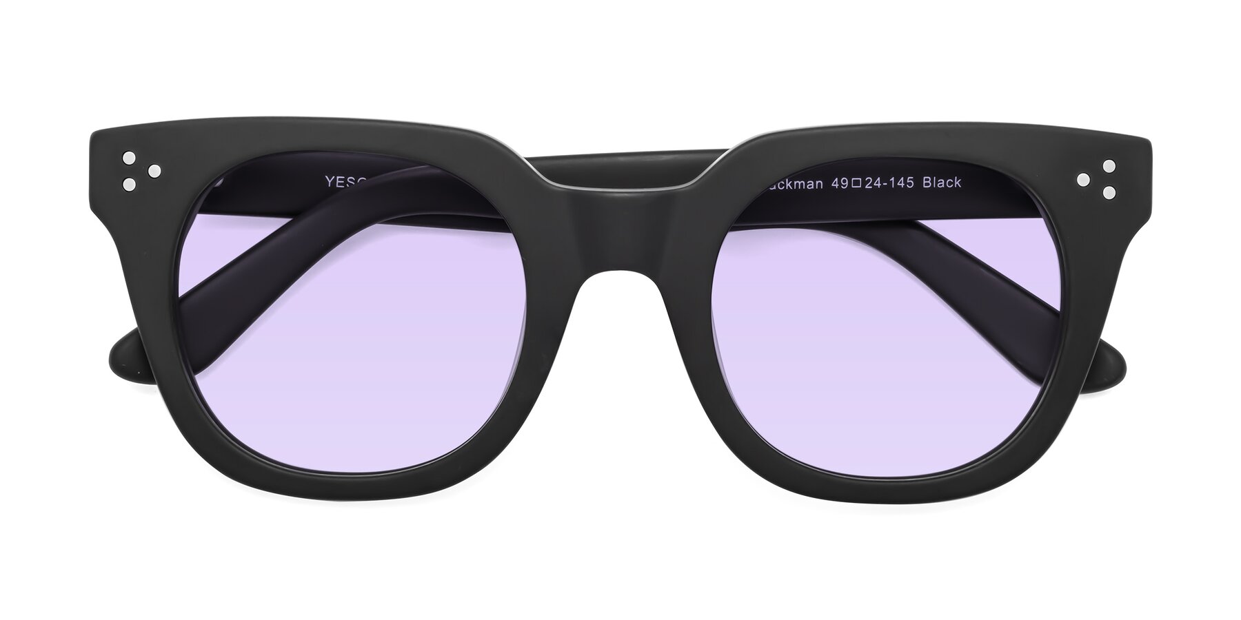 Folded Front of Jackman in Black with Light Purple Tinted Lenses