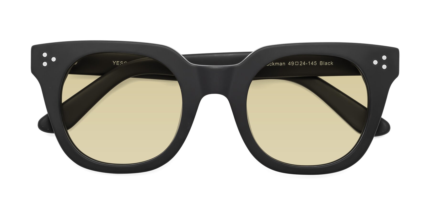Folded Front of Jackman in Black with Light Champagne Tinted Lenses