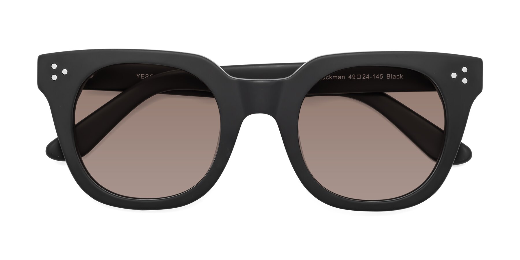 Folded Front of Jackman in Black with Medium Brown Tinted Lenses