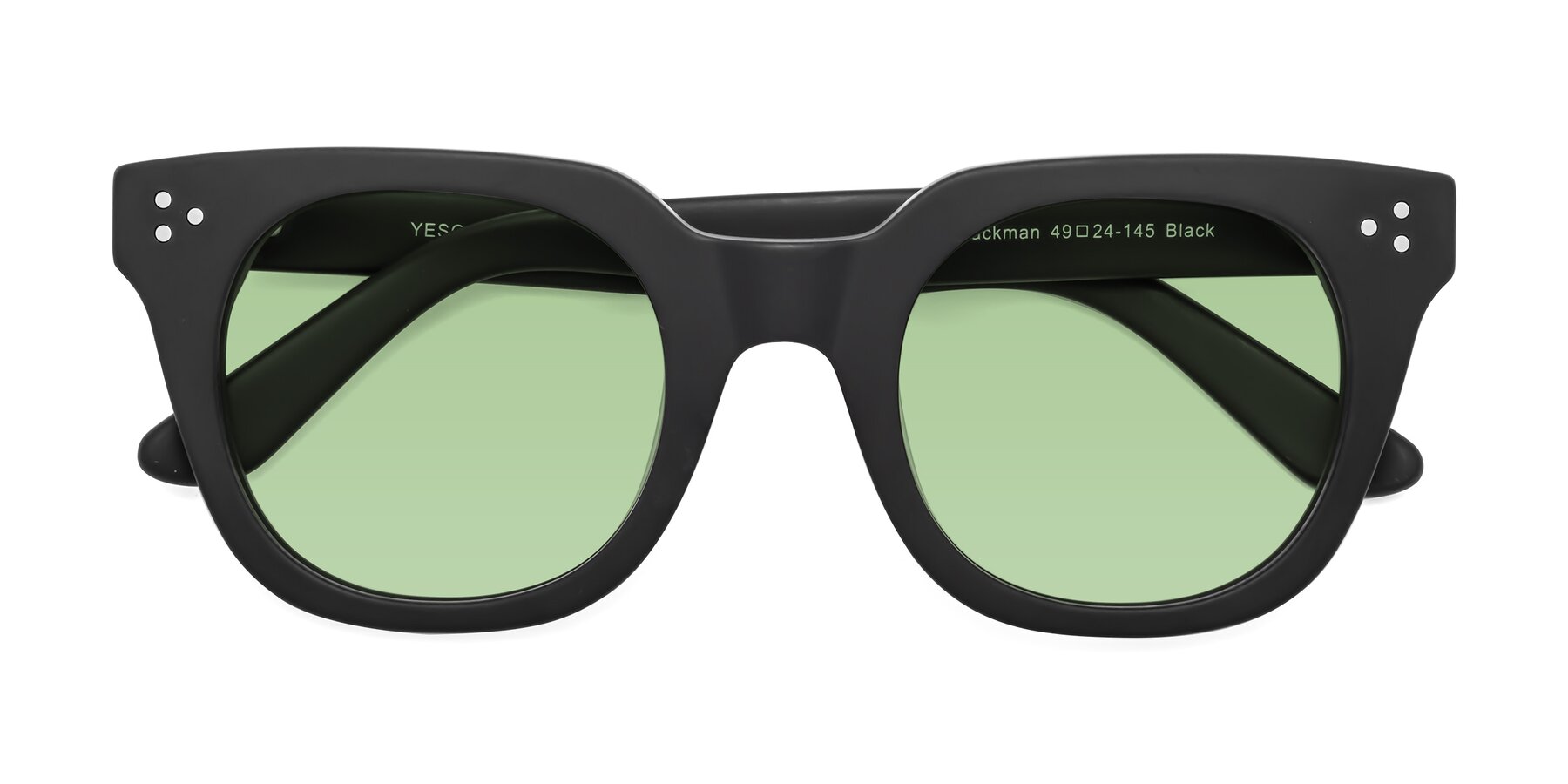 Folded Front of Jackman in Black with Medium Green Tinted Lenses