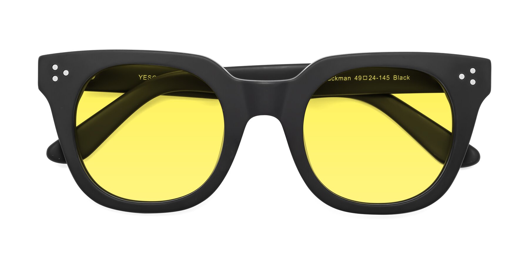 Folded Front of Jackman in Black with Medium Yellow Tinted Lenses