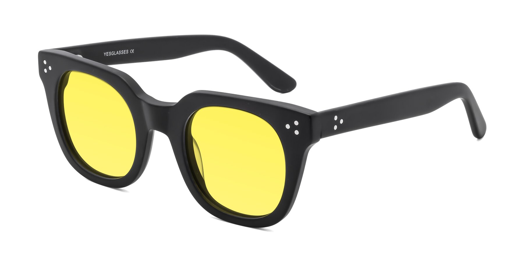 Angle of Jackman in Black with Medium Yellow Tinted Lenses