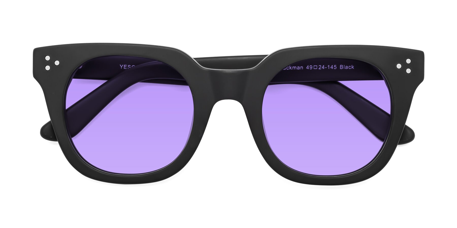 Folded Front of Jackman in Black with Medium Purple Tinted Lenses