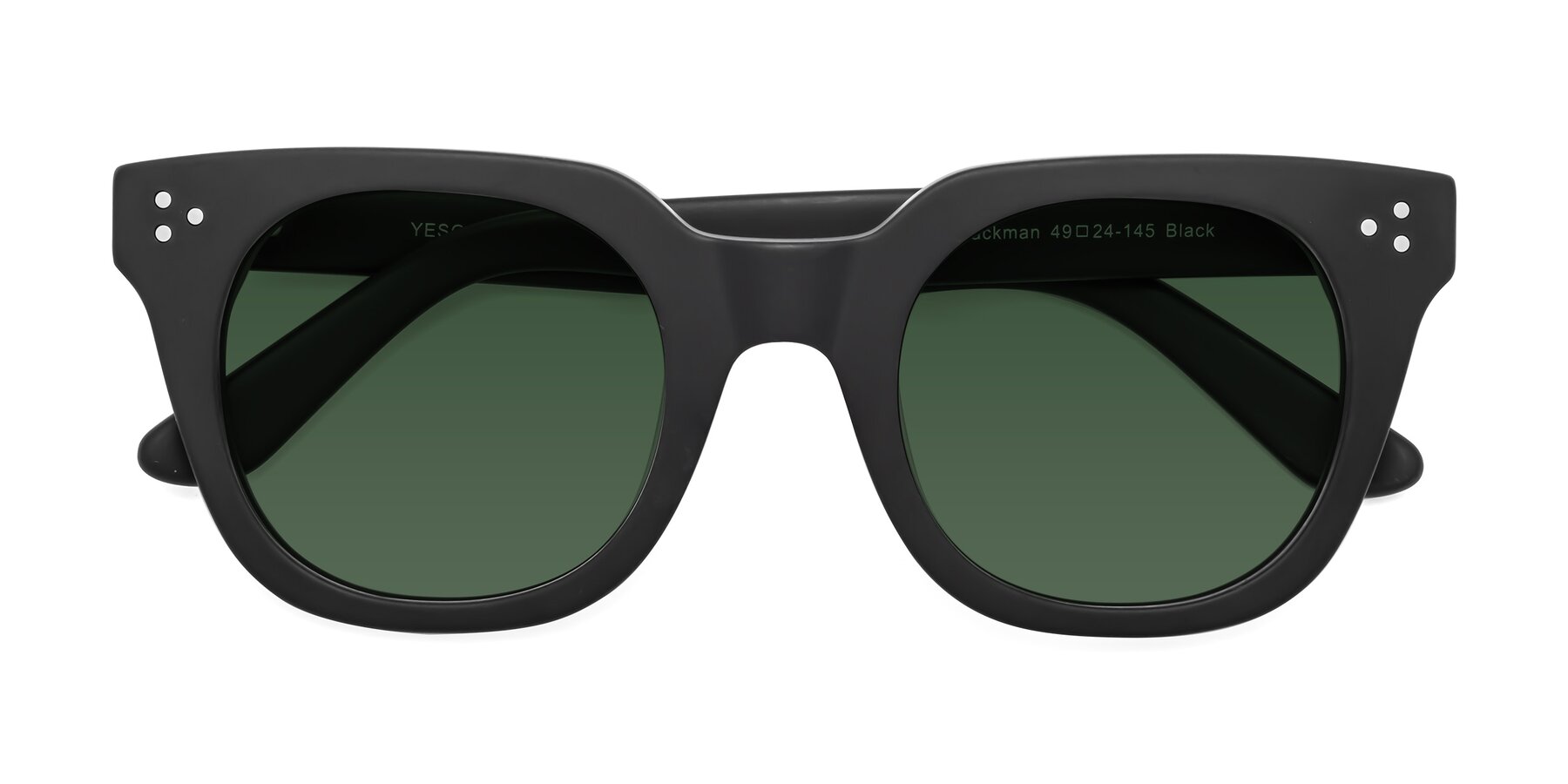 Folded Front of Jackman in Black with Green Tinted Lenses