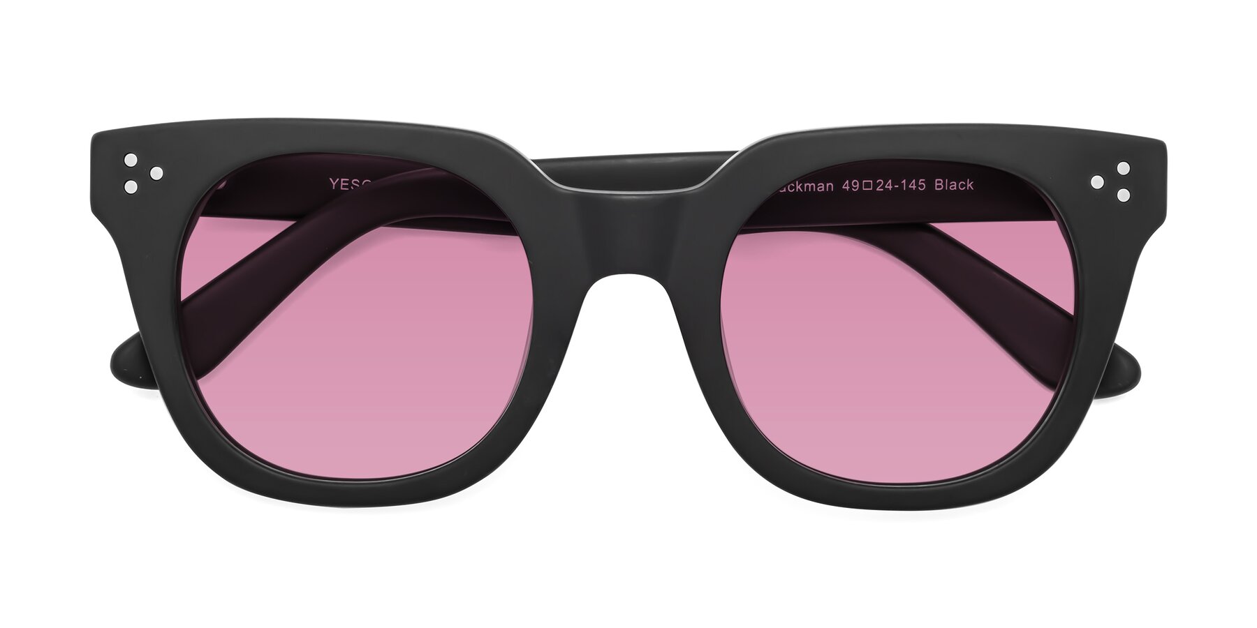 Folded Front of Jackman in Black with Medium Wine Tinted Lenses