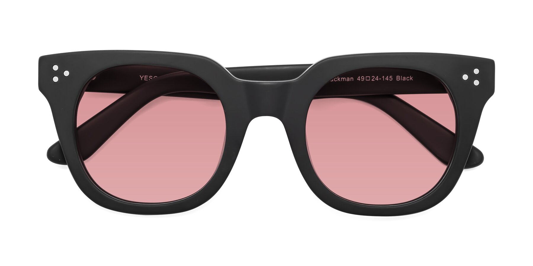 Folded Front of Jackman in Black with Medium Garnet Tinted Lenses