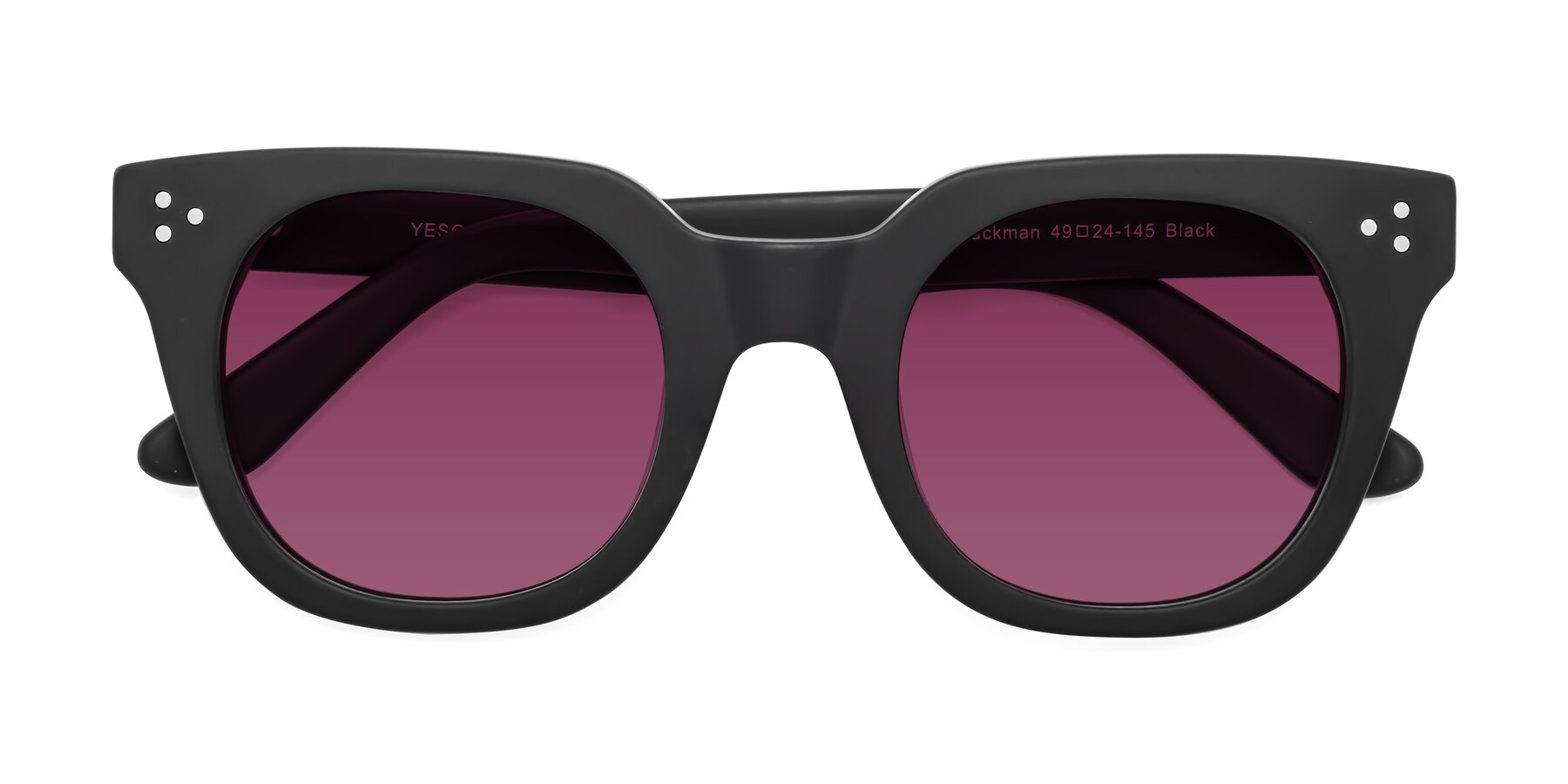 Folded Front of Jackman in Black with Wine Tinted Lenses