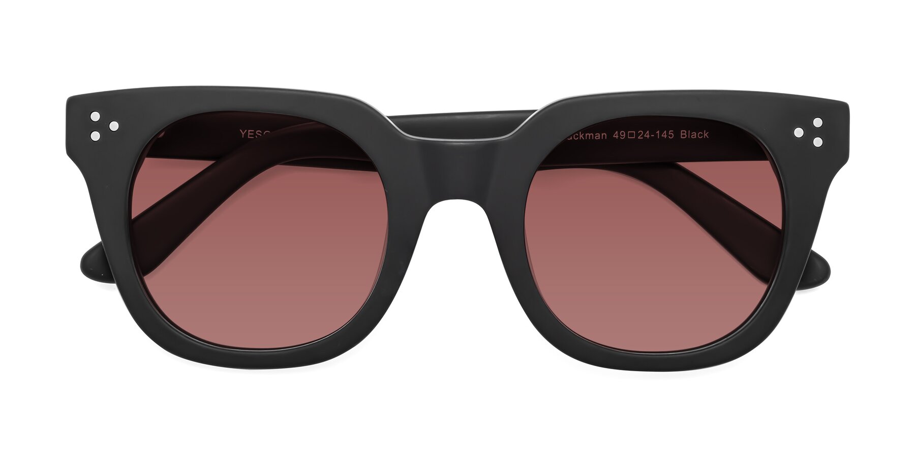 Folded Front of Jackman in Black with Garnet Tinted Lenses