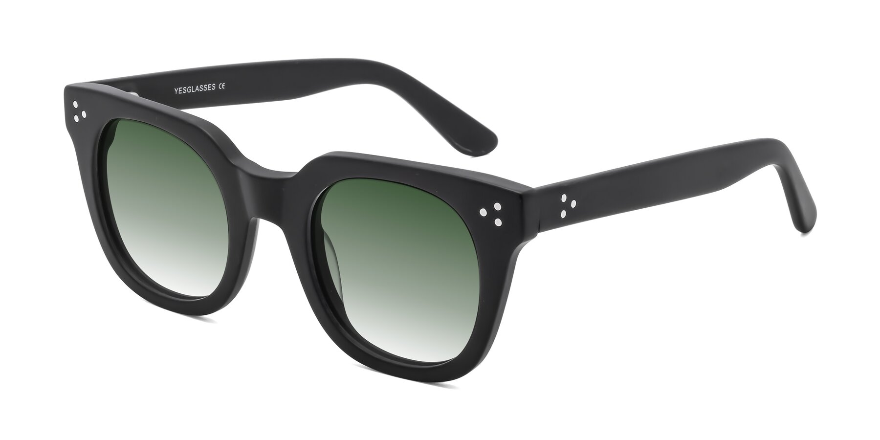 Angle of Jackman in Black with Green Gradient Lenses