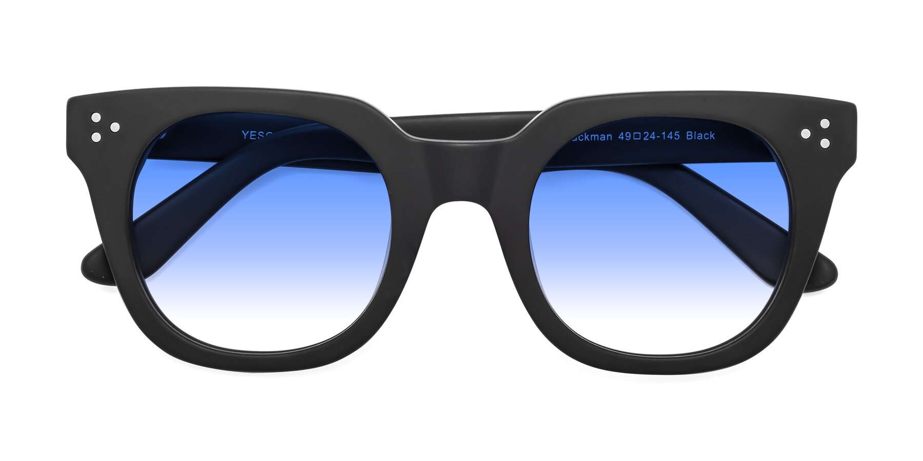 Folded Front of Jackman in Black with Blue Gradient Lenses