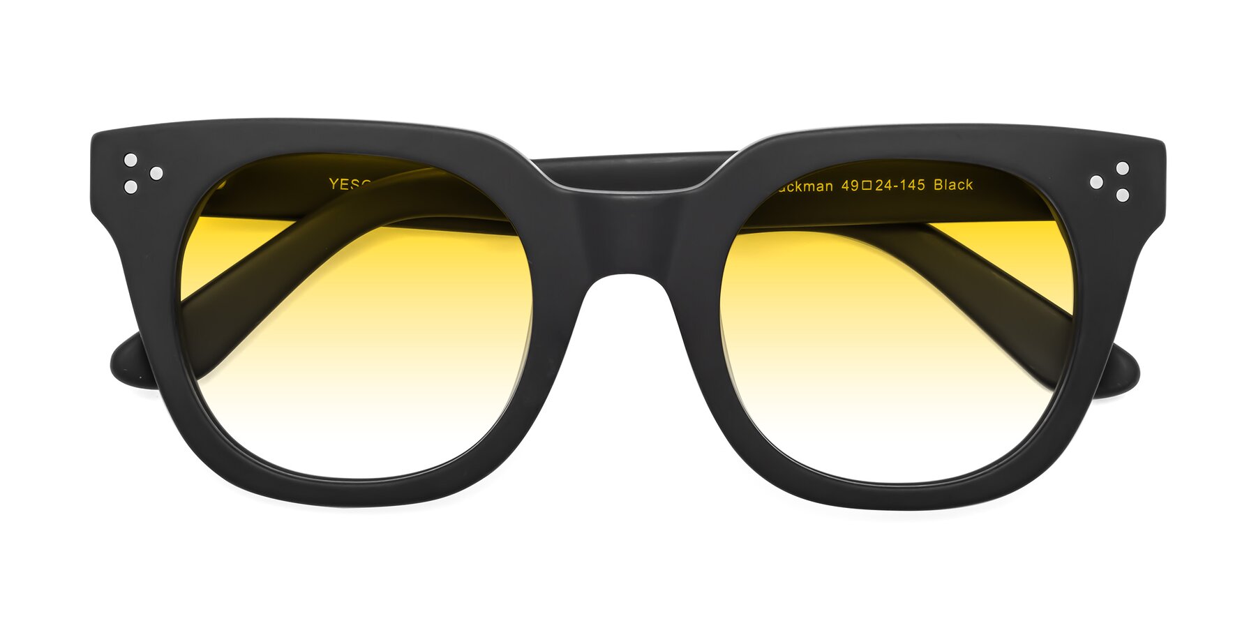 Folded Front of Jackman in Black with Yellow Gradient Lenses