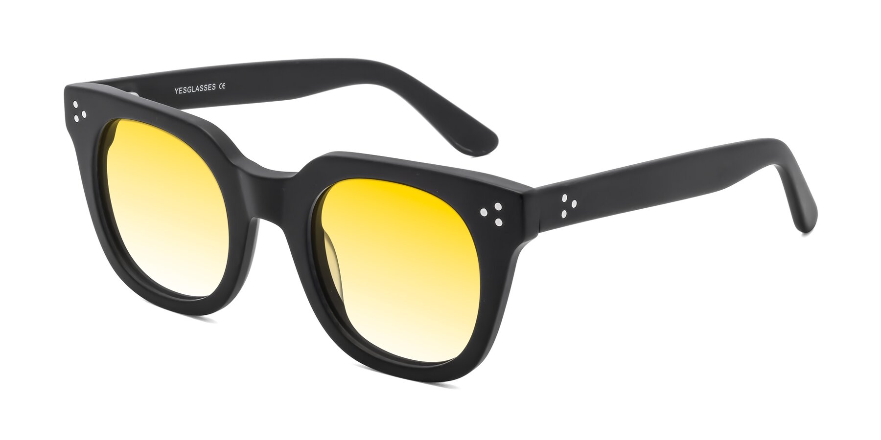 Angle of Jackman in Black with Yellow Gradient Lenses