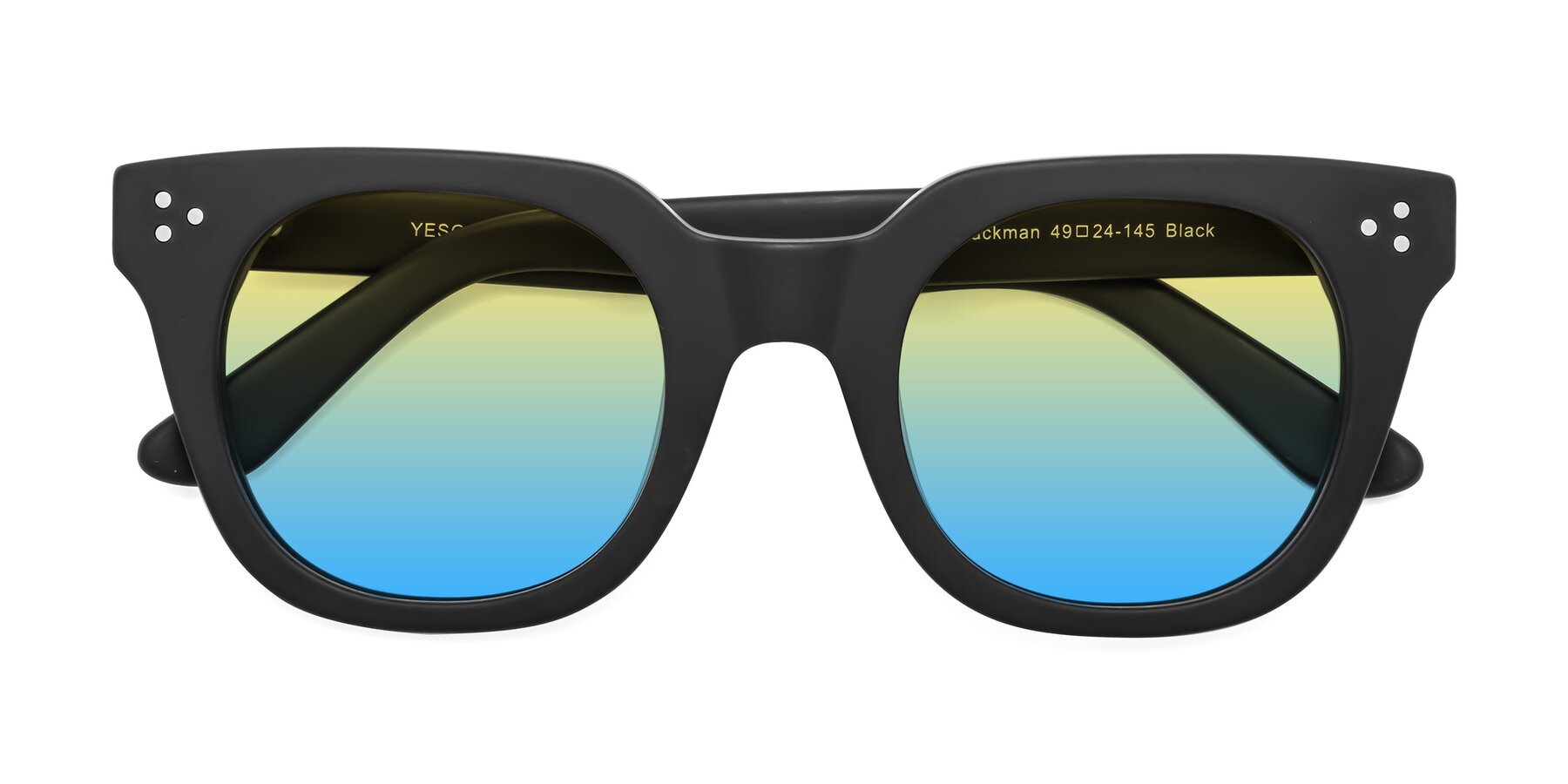 Folded Front of Jackman in Black with Yellow / Blue Gradient Lenses