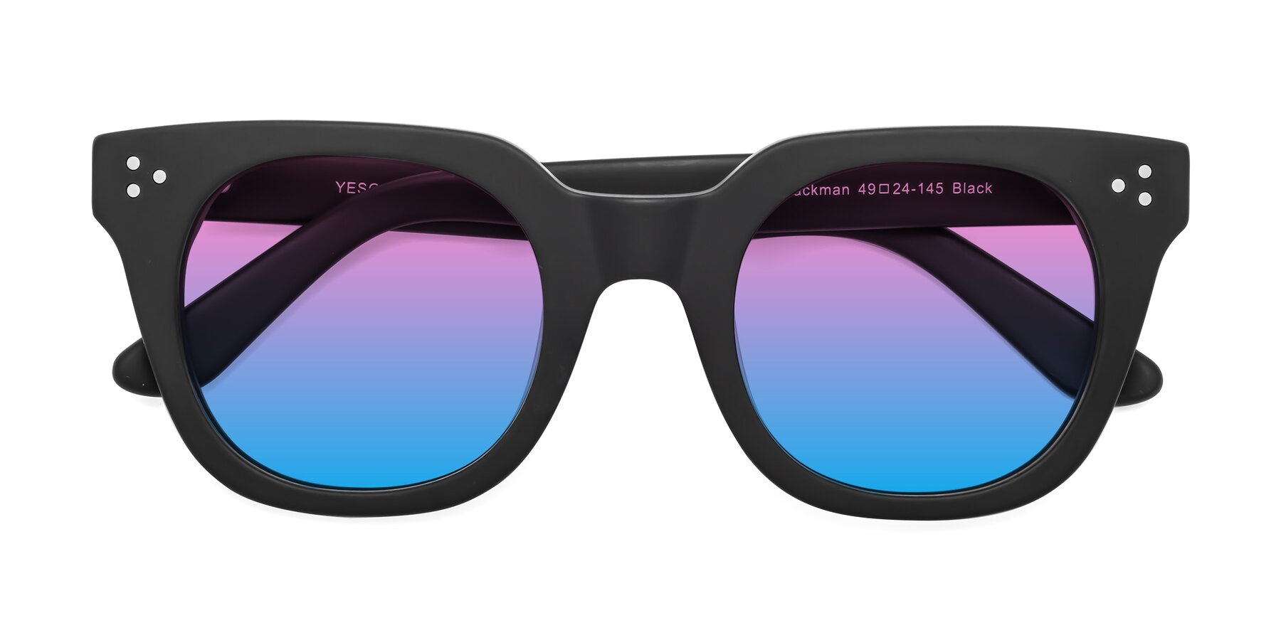 Folded Front of Jackman in Black with Pink / Blue Gradient Lenses