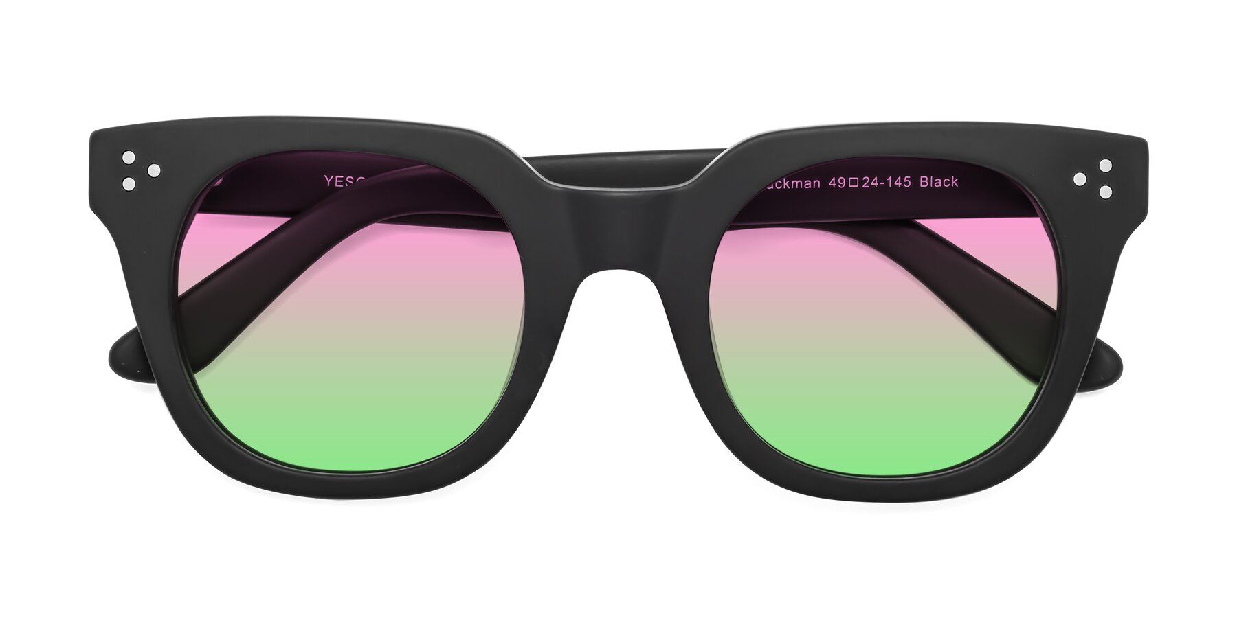 Folded Front of Jackman in Black with Pink / Green Gradient Lenses