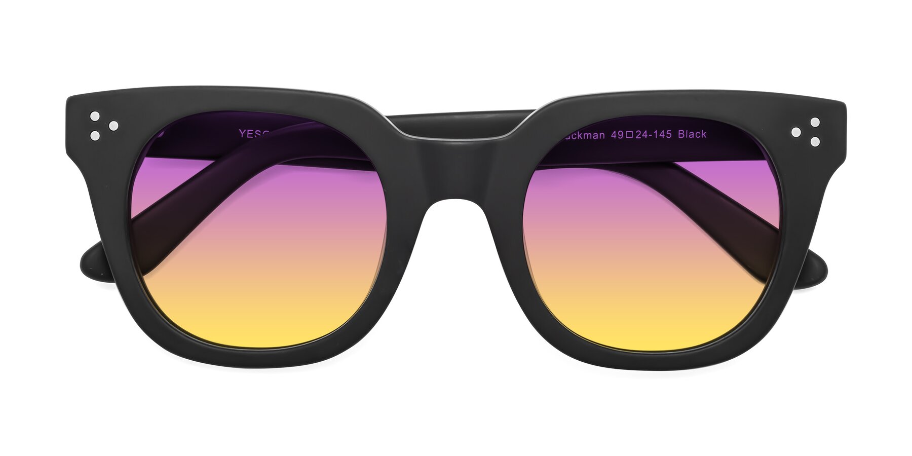 Folded Front of Jackman in Black with Purple / Yellow Gradient Lenses