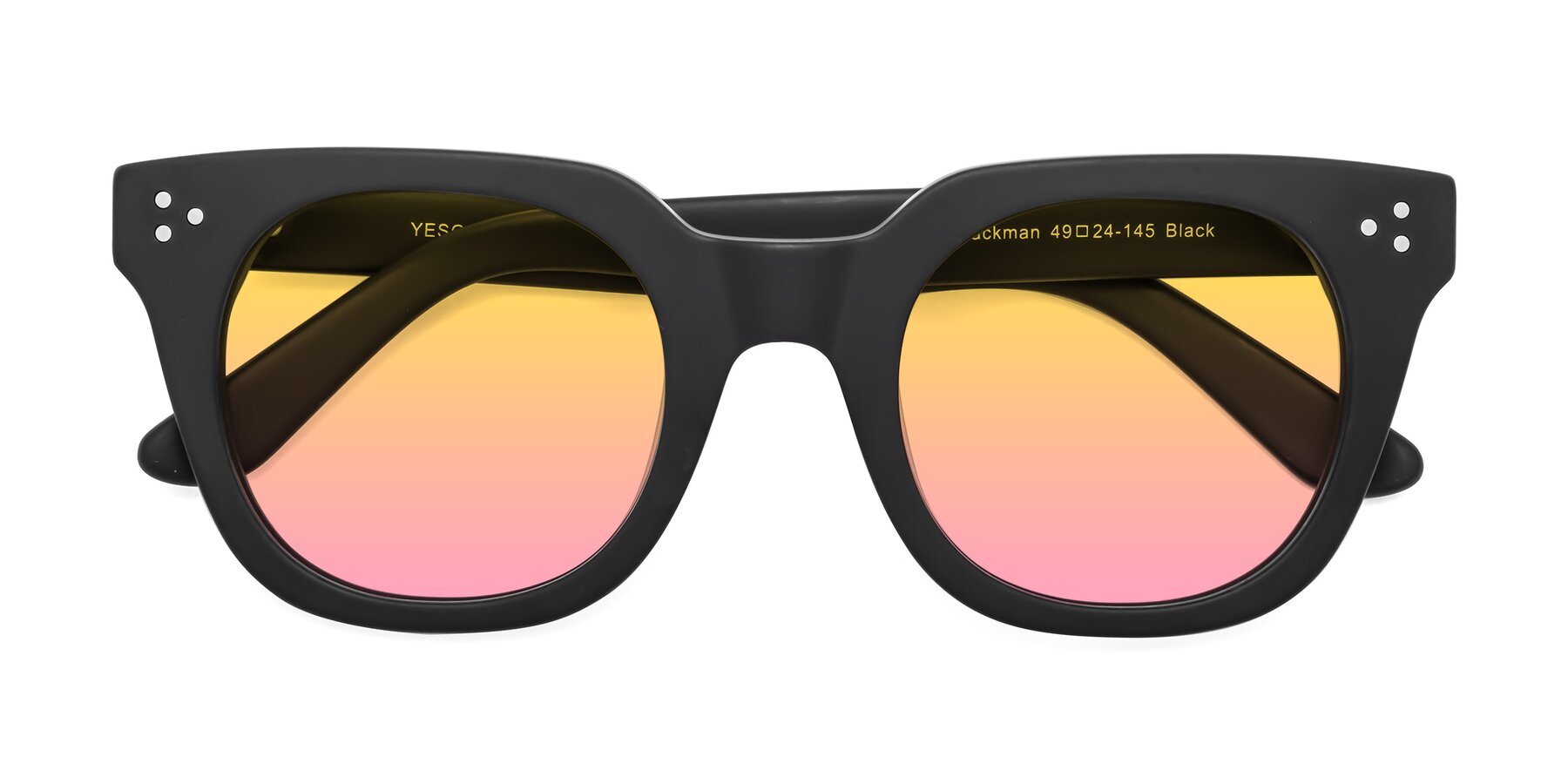 Folded Front of Jackman in Black with Yellow / Pink Gradient Lenses
