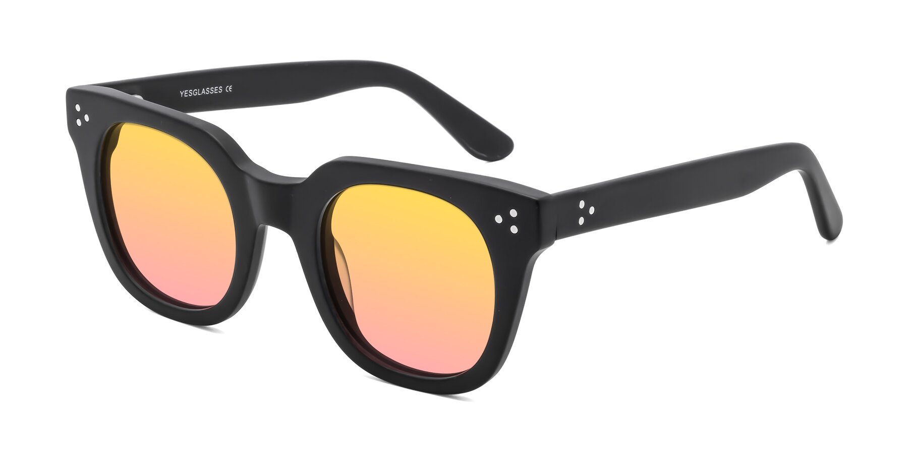 Angle of Jackman in Black with Yellow / Pink Gradient Lenses