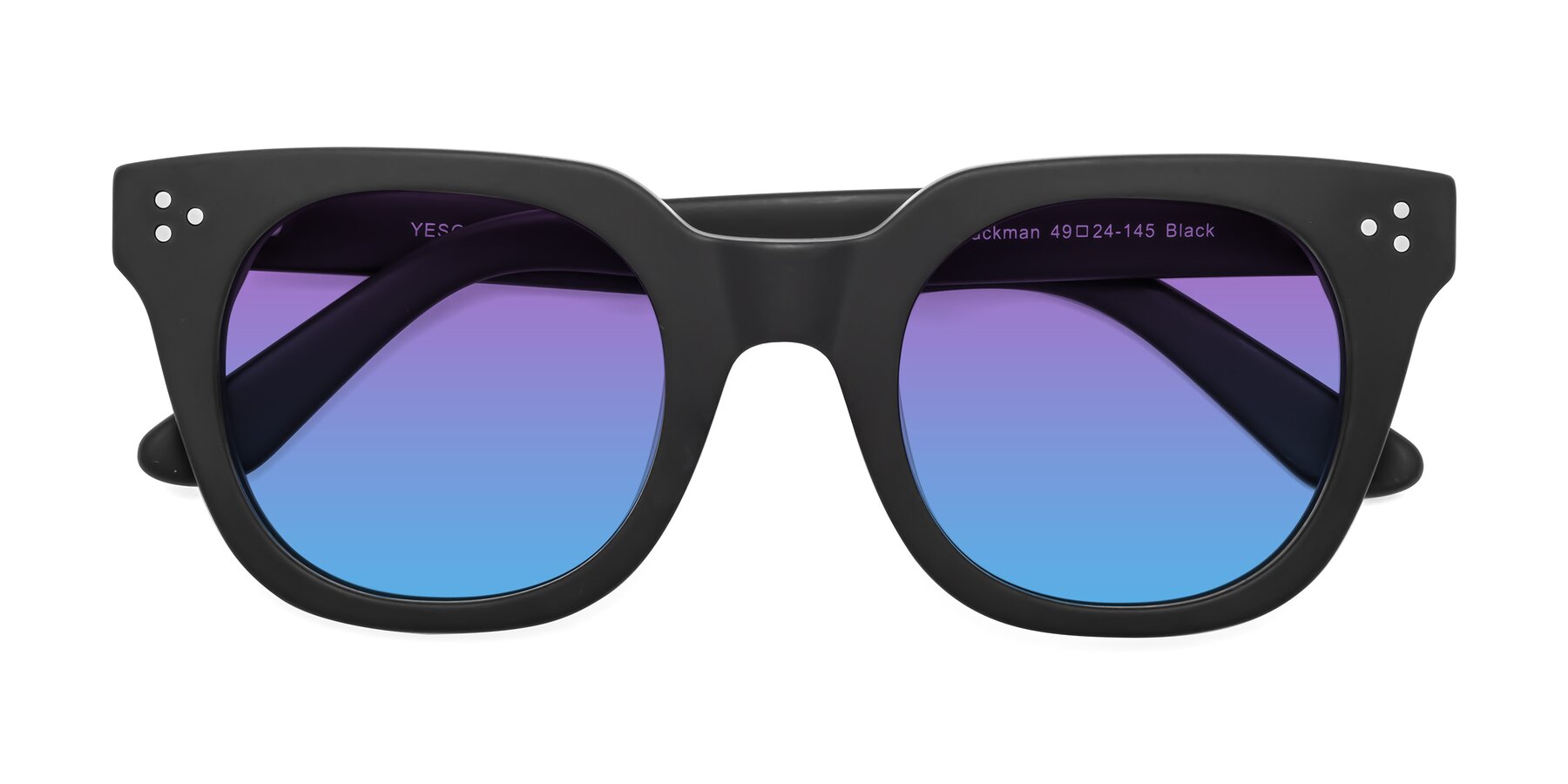 Folded Front of Jackman in Black with Purple / Blue Gradient Lenses