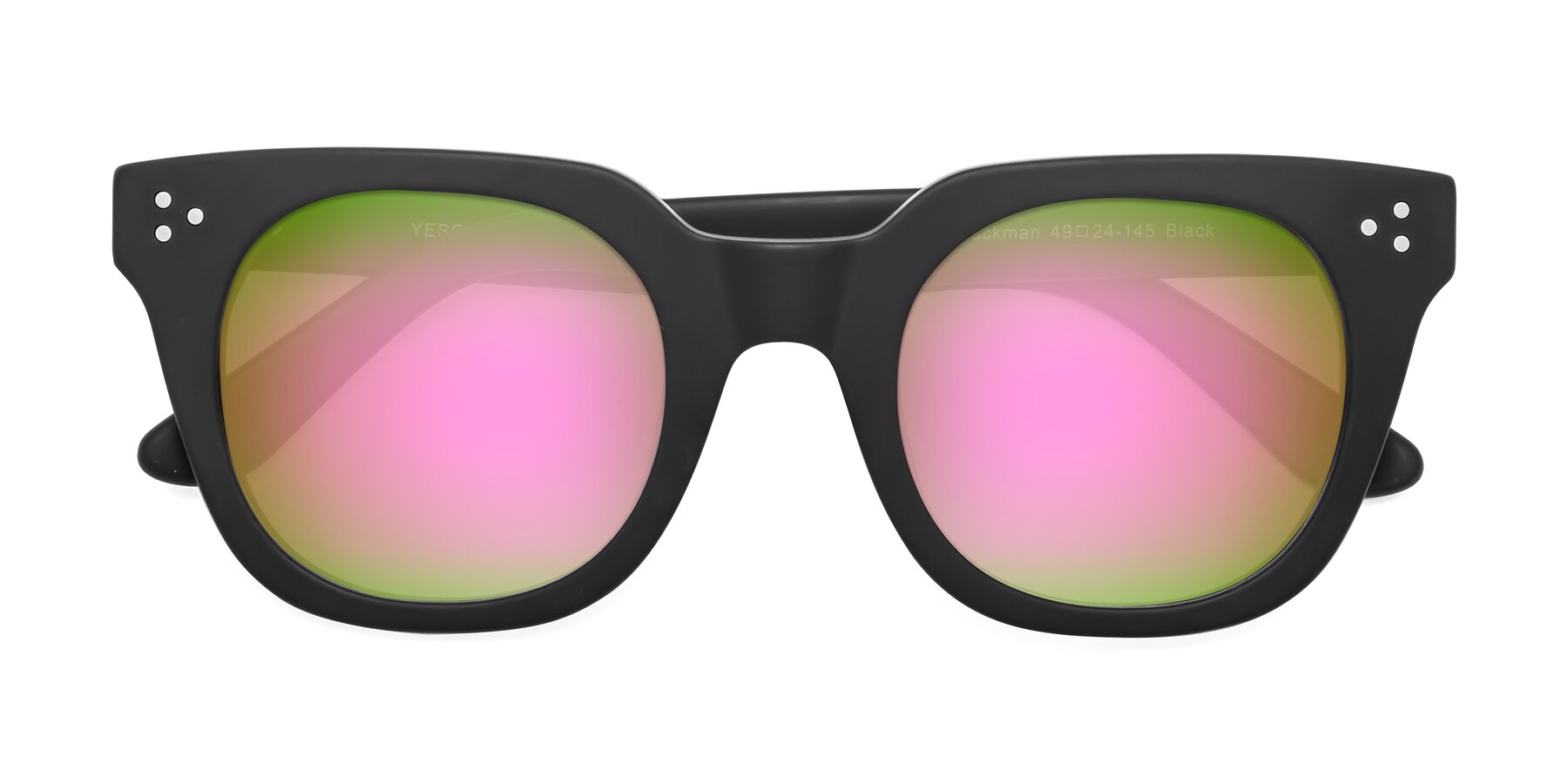 Folded Front of Jackman in Black with Pink Mirrored Lenses