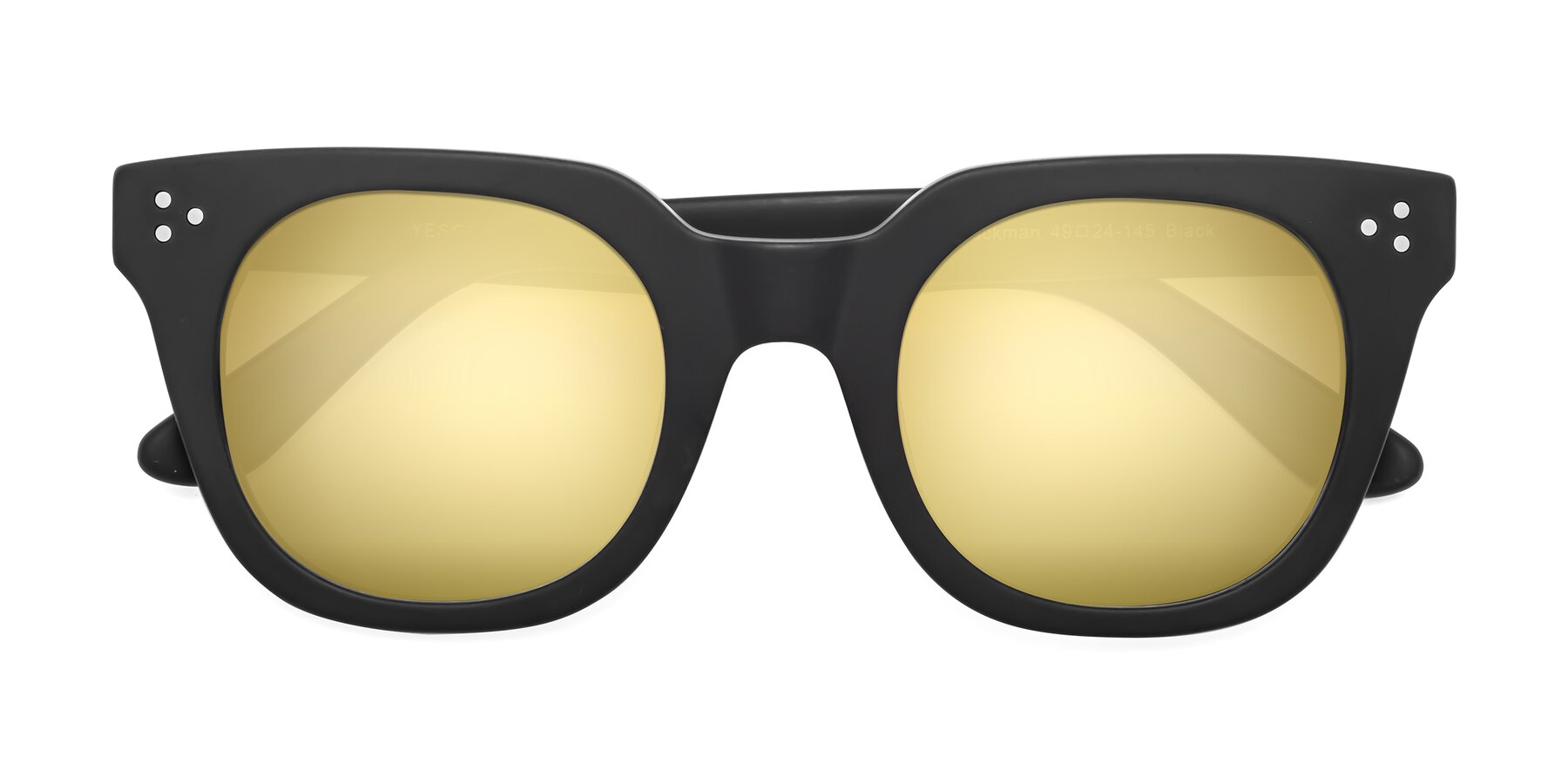 Folded Front of Jackman in Black with Gold Mirrored Lenses
