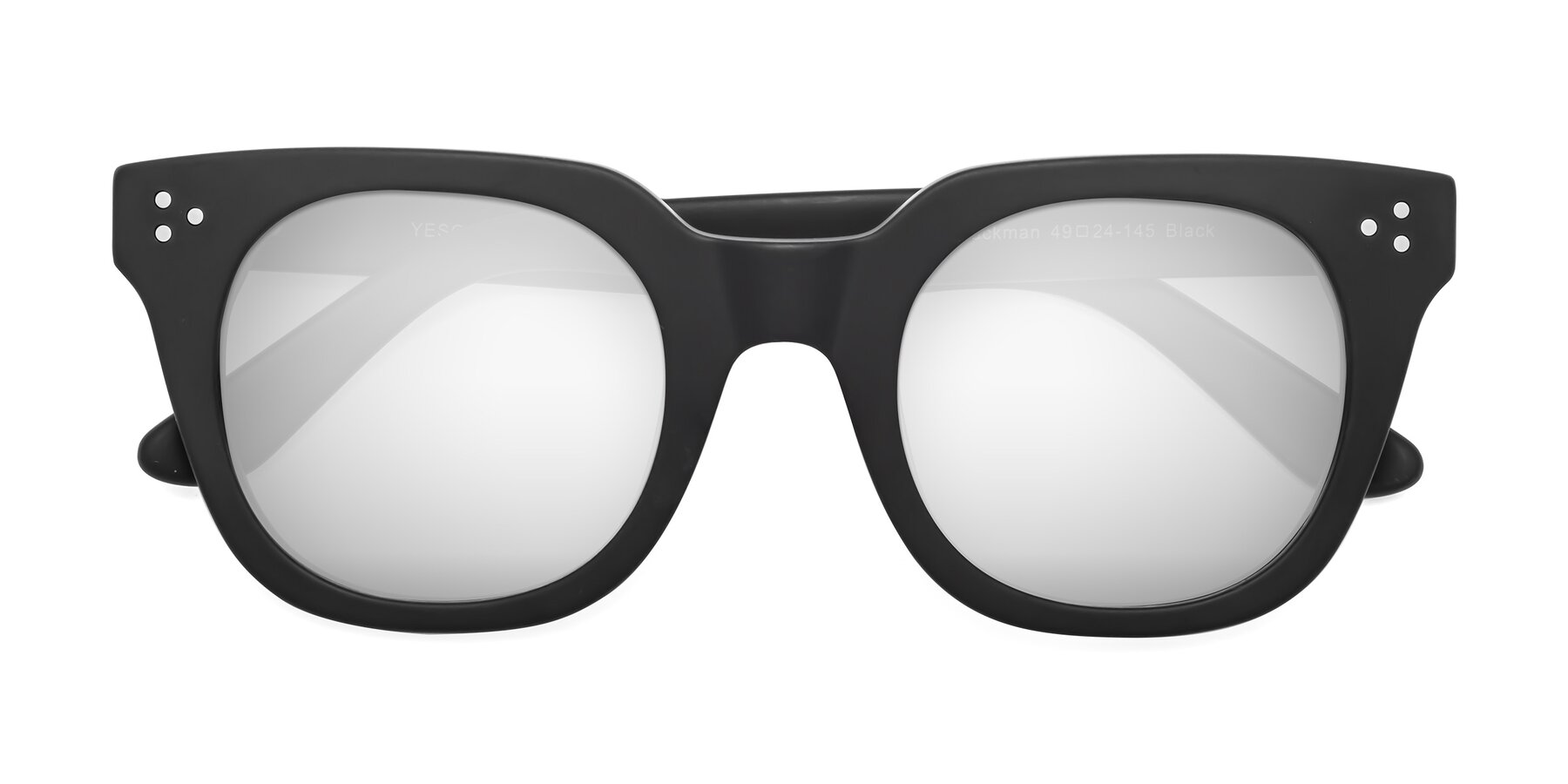 Folded Front of Jackman in Black with Silver Mirrored Lenses