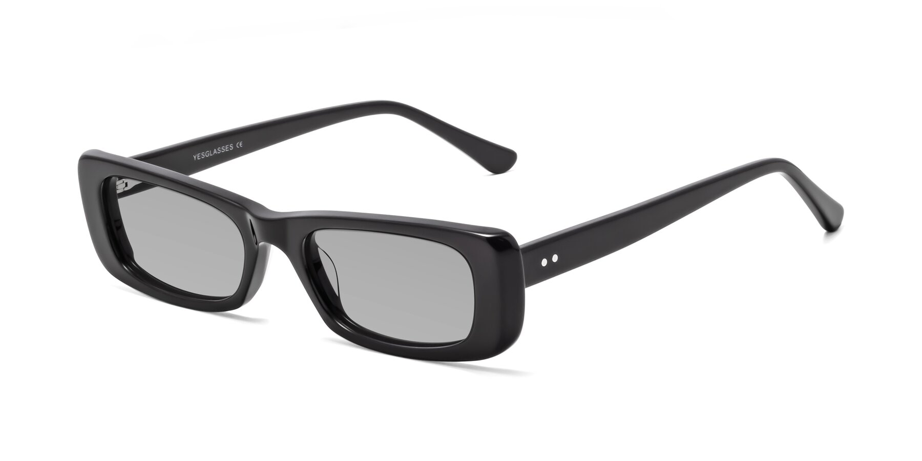 Angle of 1940s in Black with Light Gray Tinted Lenses