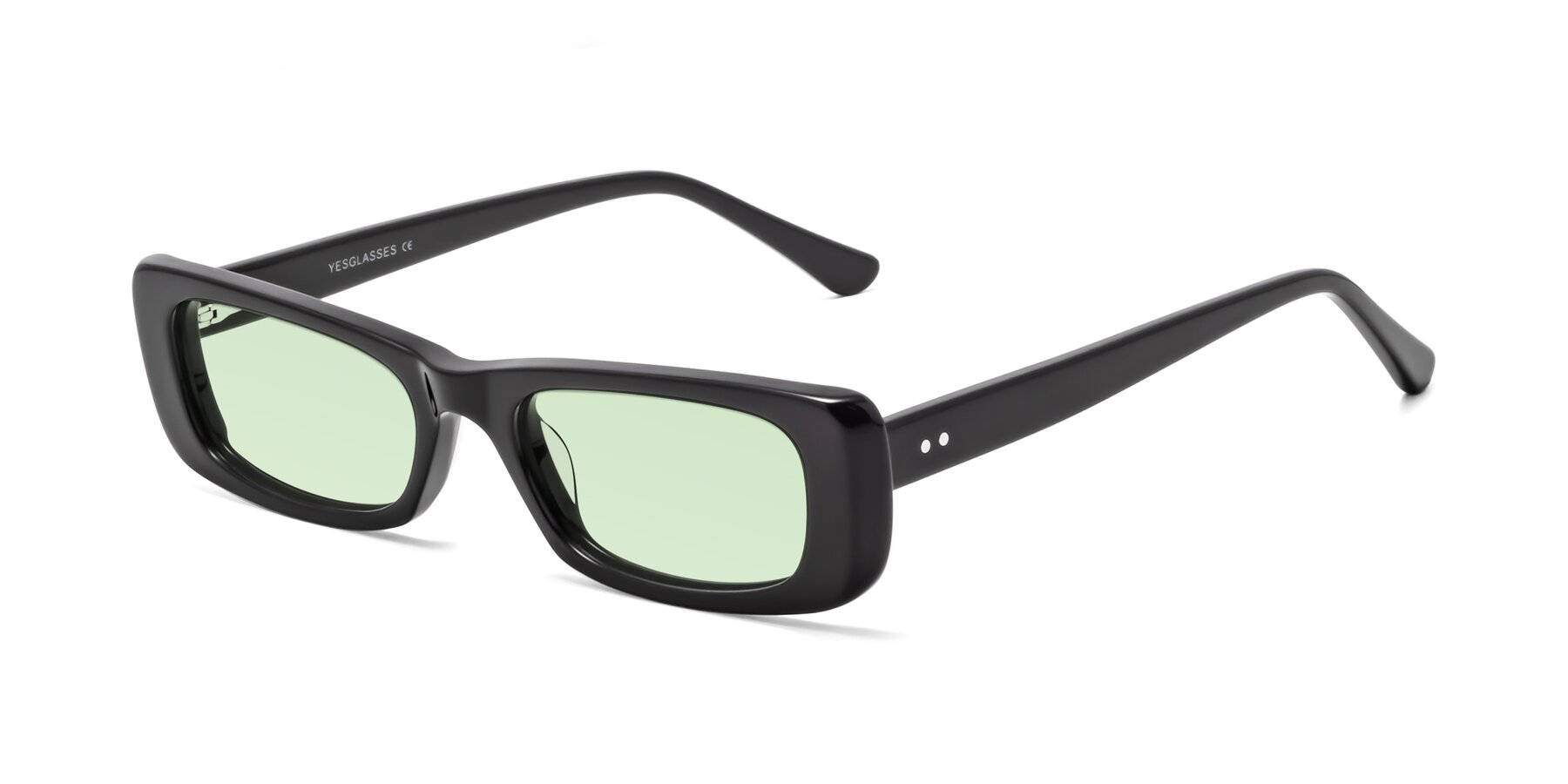 Angle of 1940s in Black with Light Green Tinted Lenses