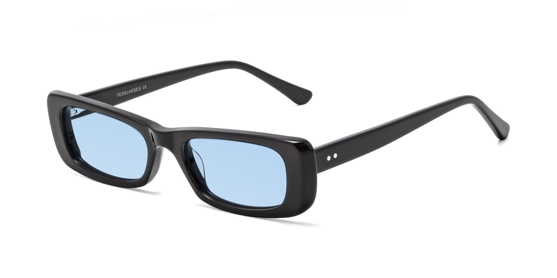Angle of 1940s in Black with Light Blue Tinted Lenses