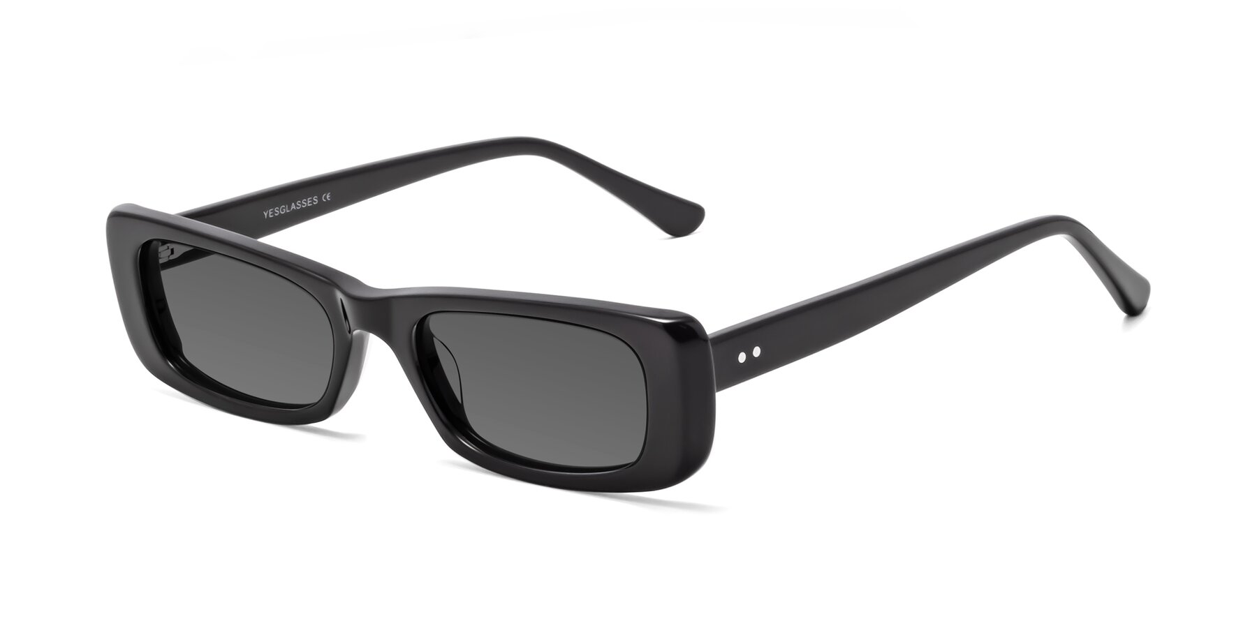 Angle of 1940s in Black with Medium Gray Tinted Lenses