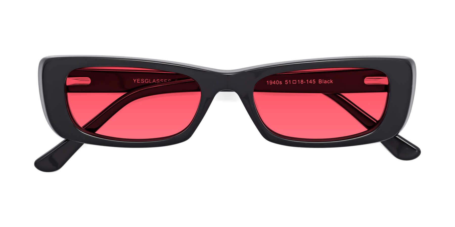 Folded Front of 1940s in Black with Red Tinted Lenses