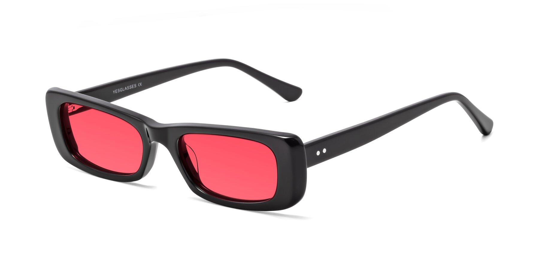 Angle of 1940s in Black with Red Tinted Lenses