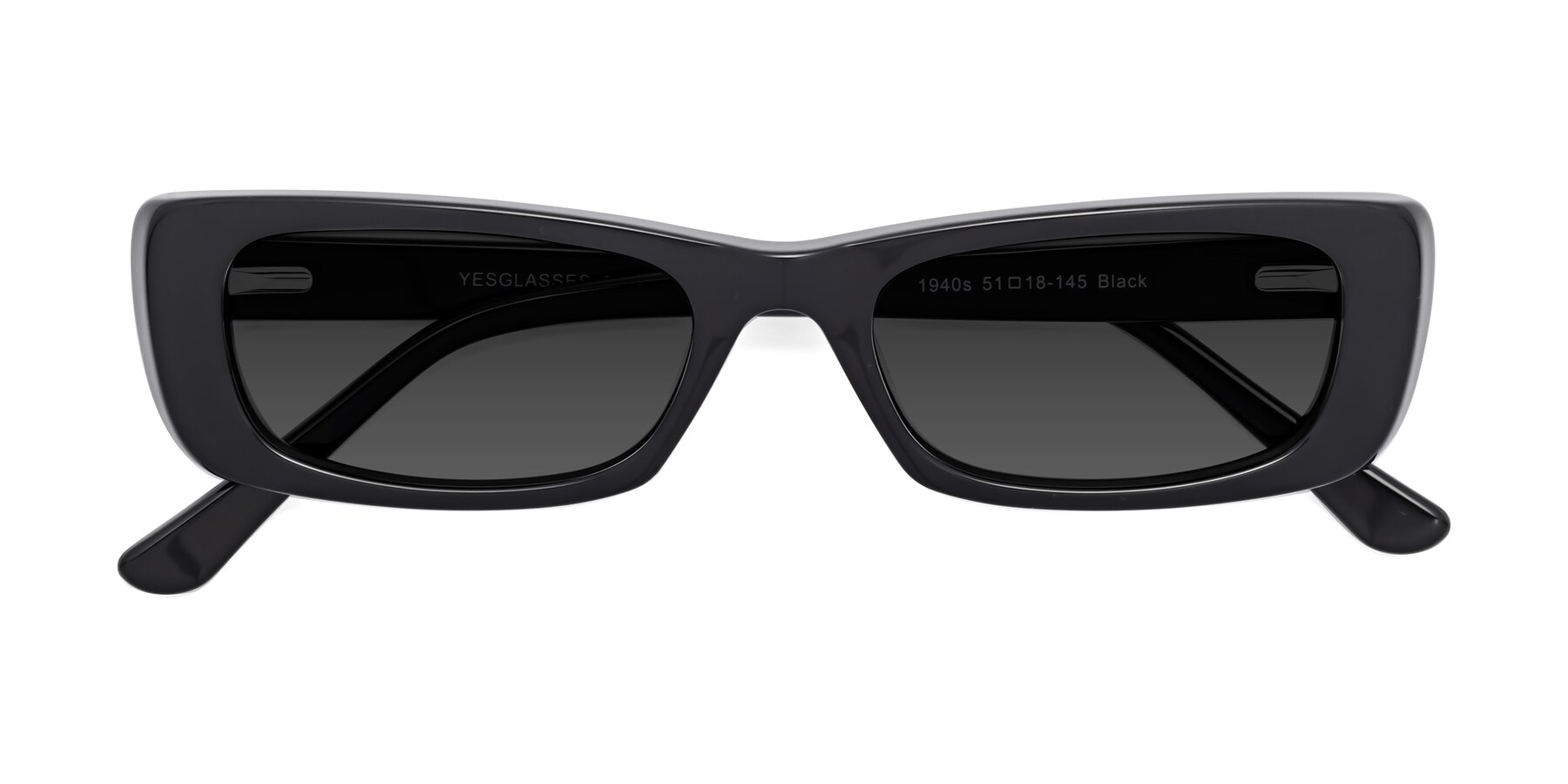 Folded Front of 1940s in Black with Gray Tinted Lenses