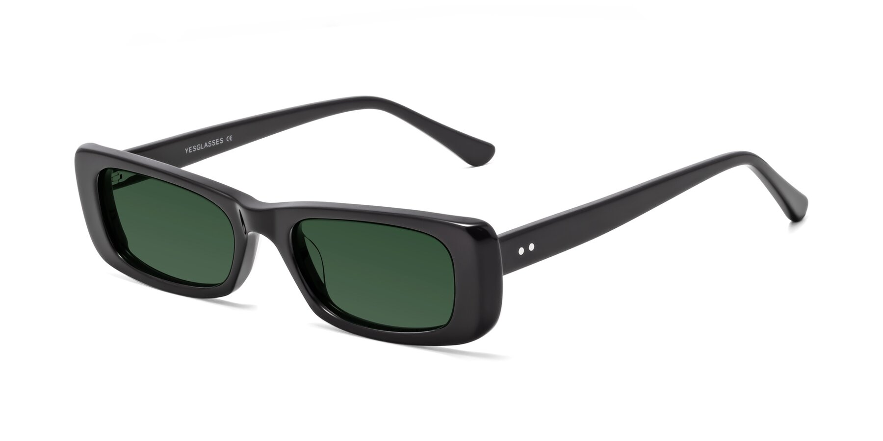 Angle of 1940s in Black with Green Tinted Lenses