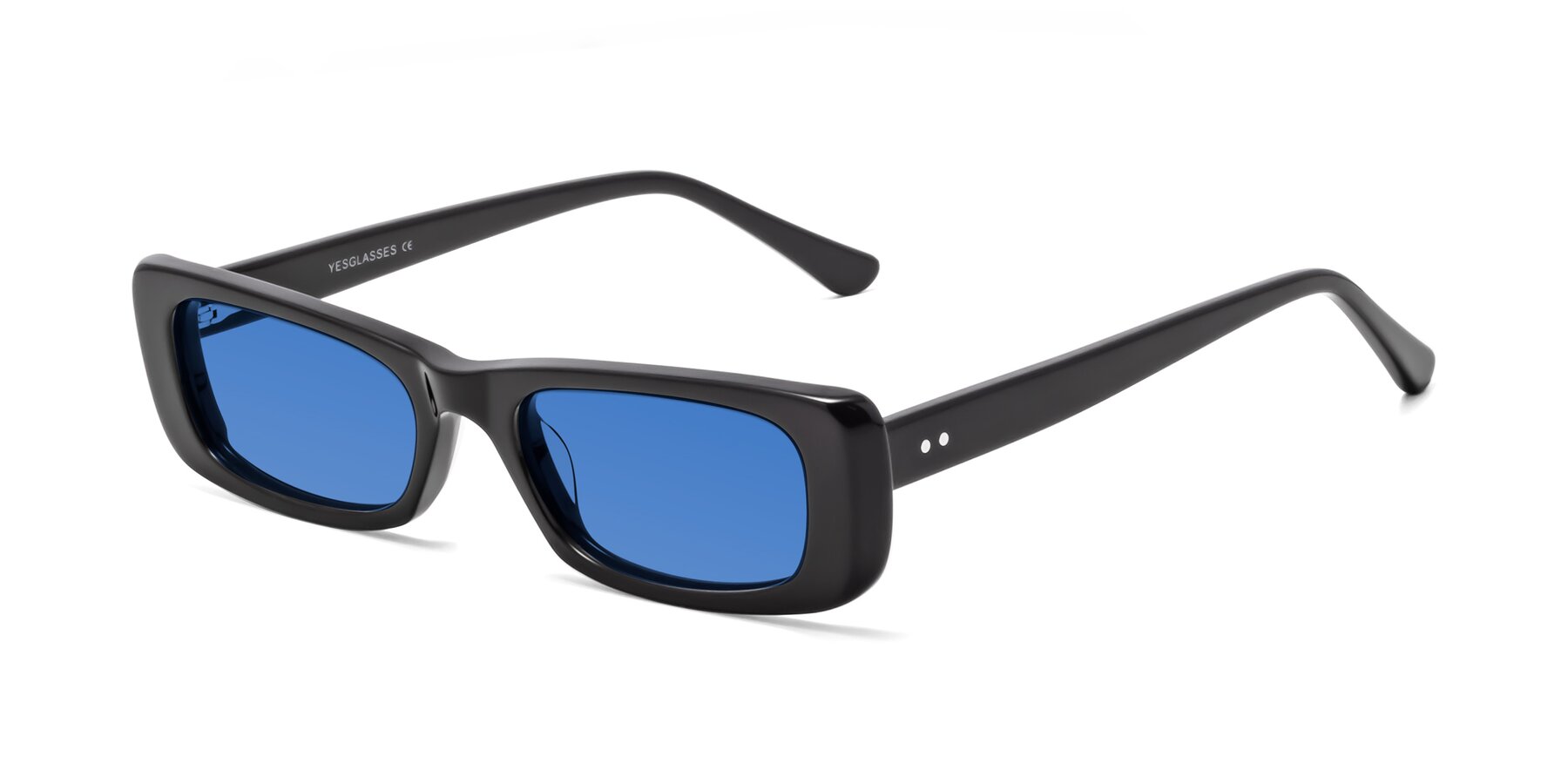Angle of 1940s in Black with Blue Tinted Lenses