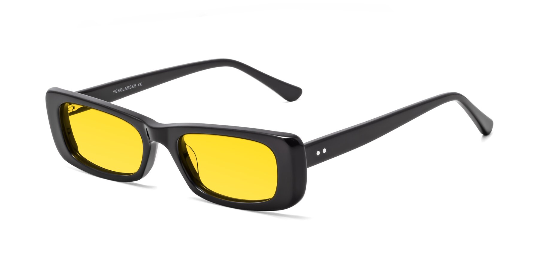 Angle of 1940s in Black with Yellow Tinted Lenses
