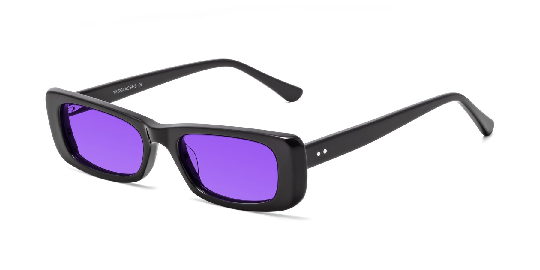 Angle of 1940s in Black with Purple Tinted Lenses