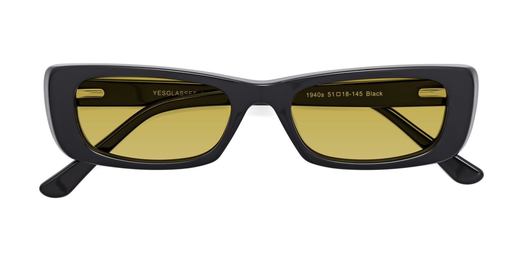 Folded Front of 1940s in Black with Champagne Tinted Lenses