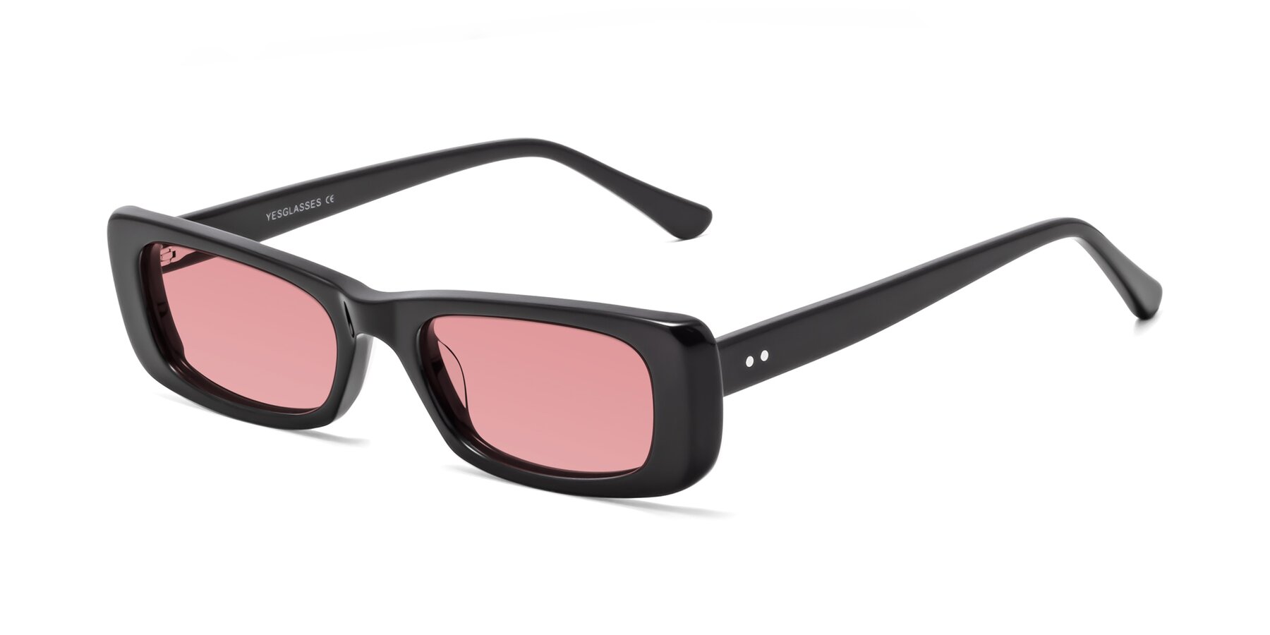 Angle of 1940s in Black with Medium Garnet Tinted Lenses