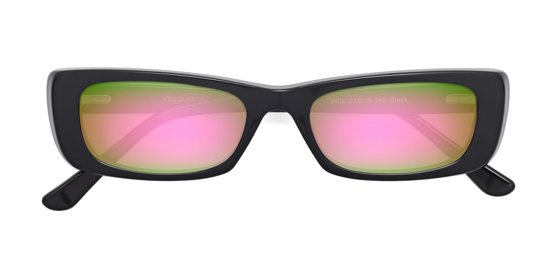 Folded Front of 1940s in Black with Pink Mirrored Lenses