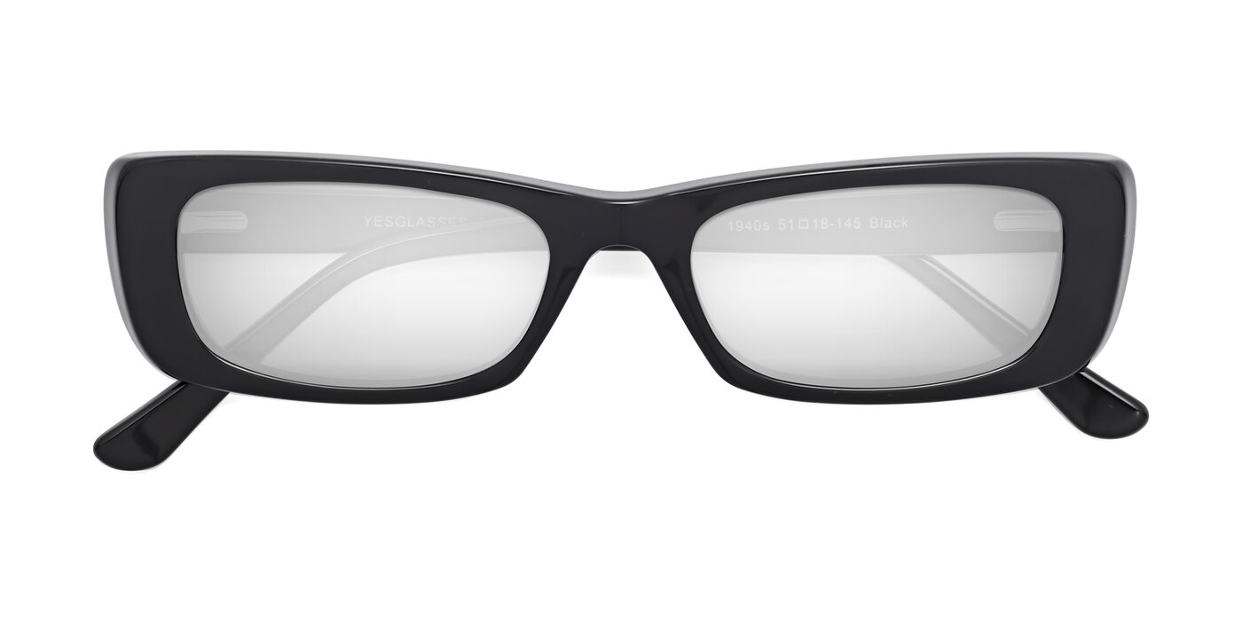 1940s - Black Flash Mirrored Sunglasses