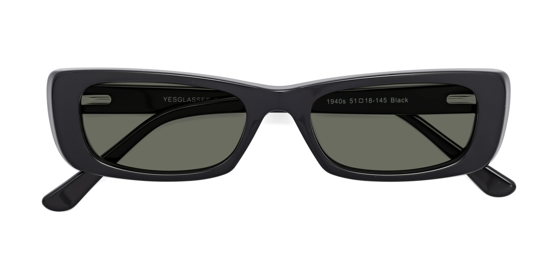 Folded Front of 1940s in Black with Gray Polarized Lenses