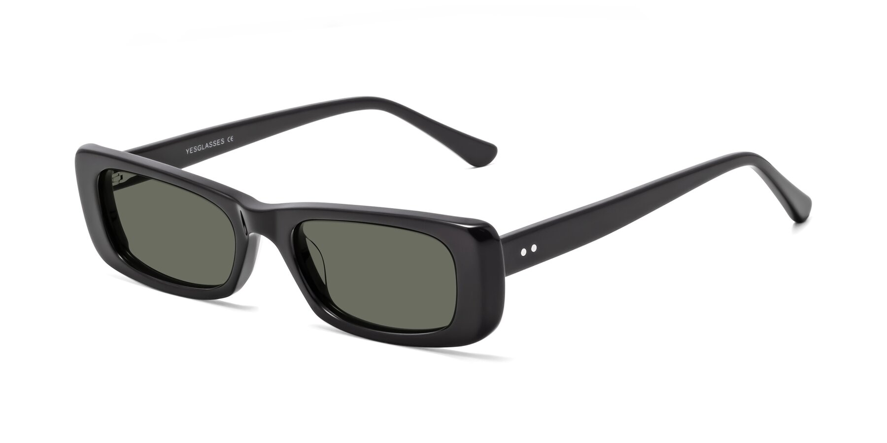 Angle of 1940s in Black with Gray Polarized Lenses