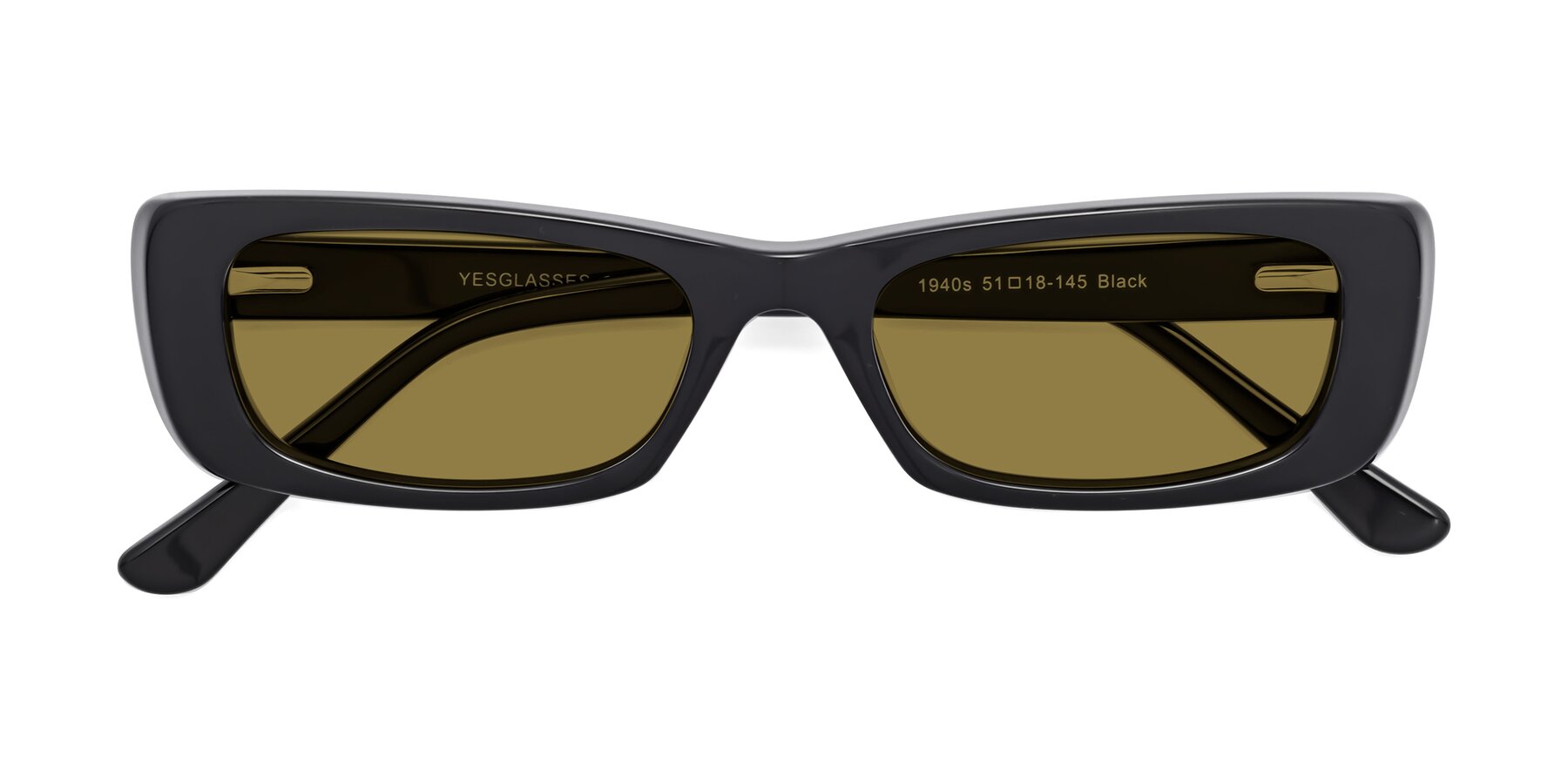 Folded Front of 1940s in Black with Brown Polarized Lenses