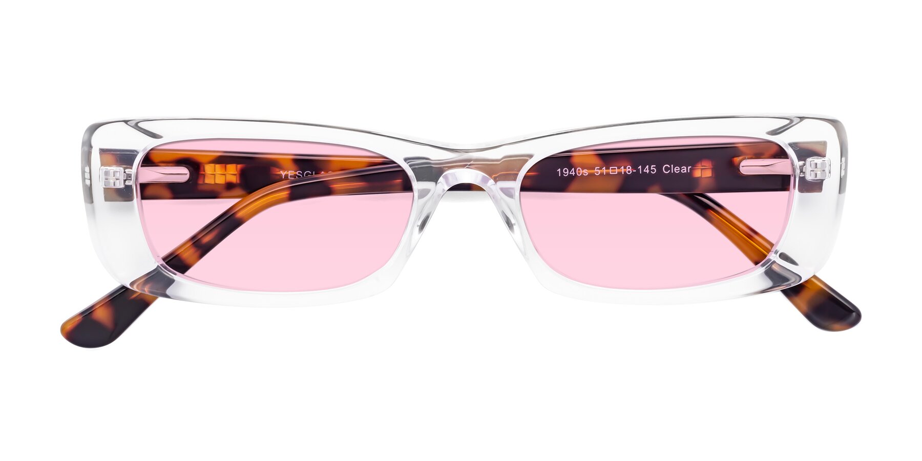 Folded Front of 1940s in Clear with Light Pink Tinted Lenses