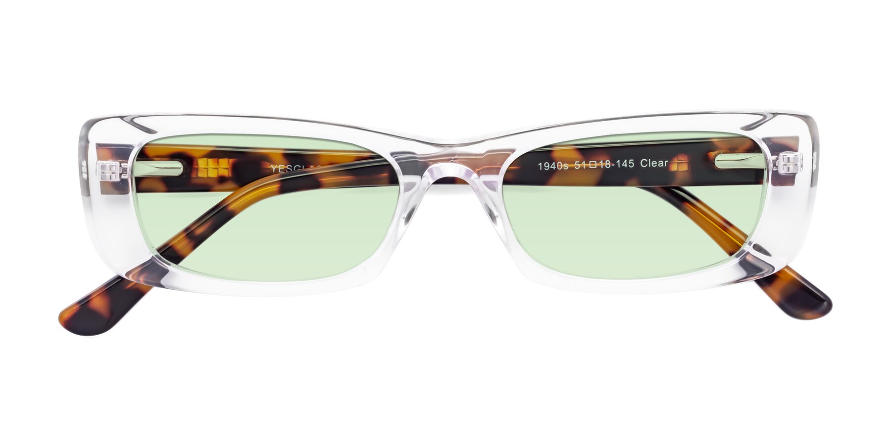 Folded Front of 1940s in Clear with Light Green Tinted Lenses