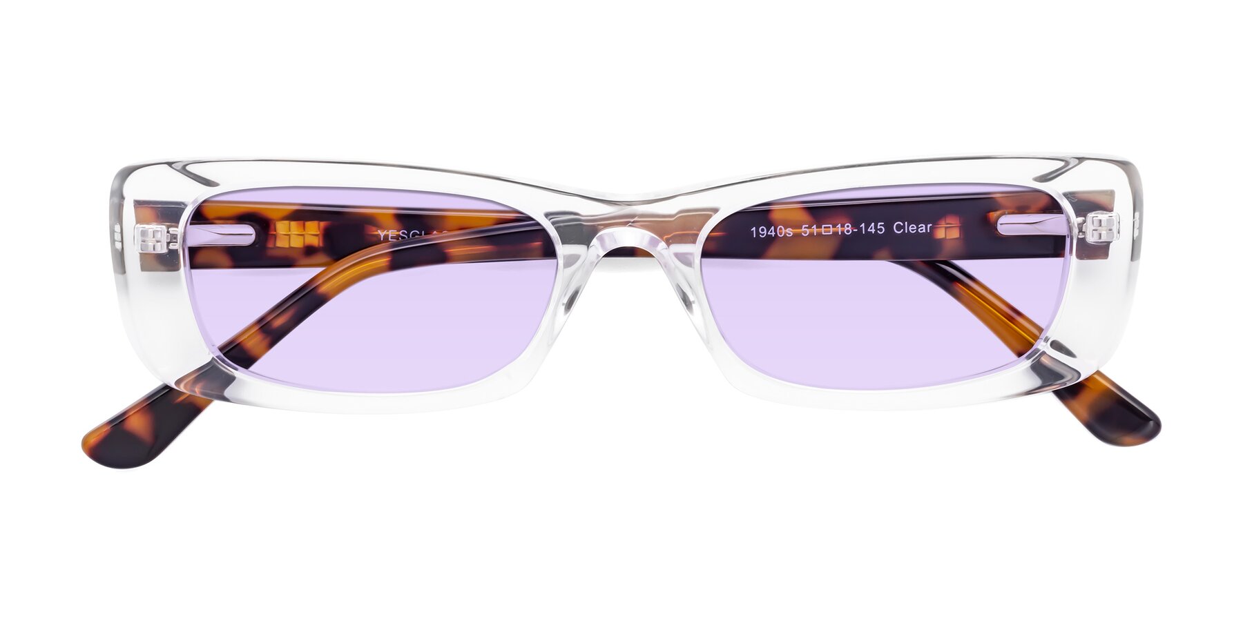 Folded Front of 1940s in Clear with Light Purple Tinted Lenses