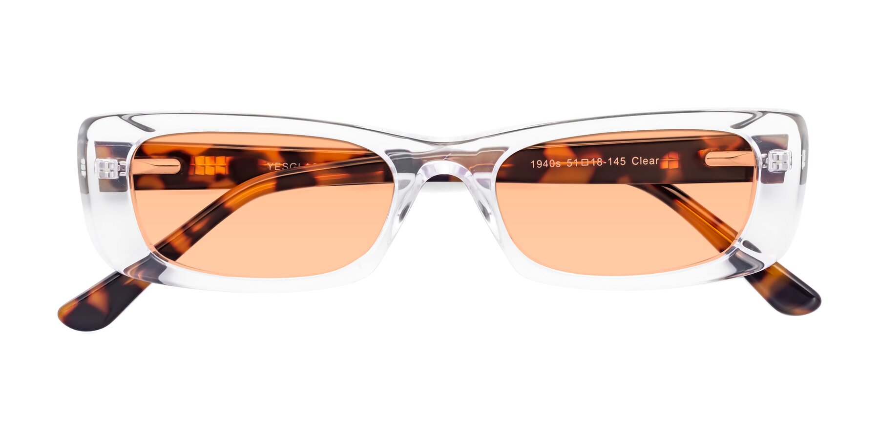 Folded Front of 1940s in Clear with Light Orange Tinted Lenses