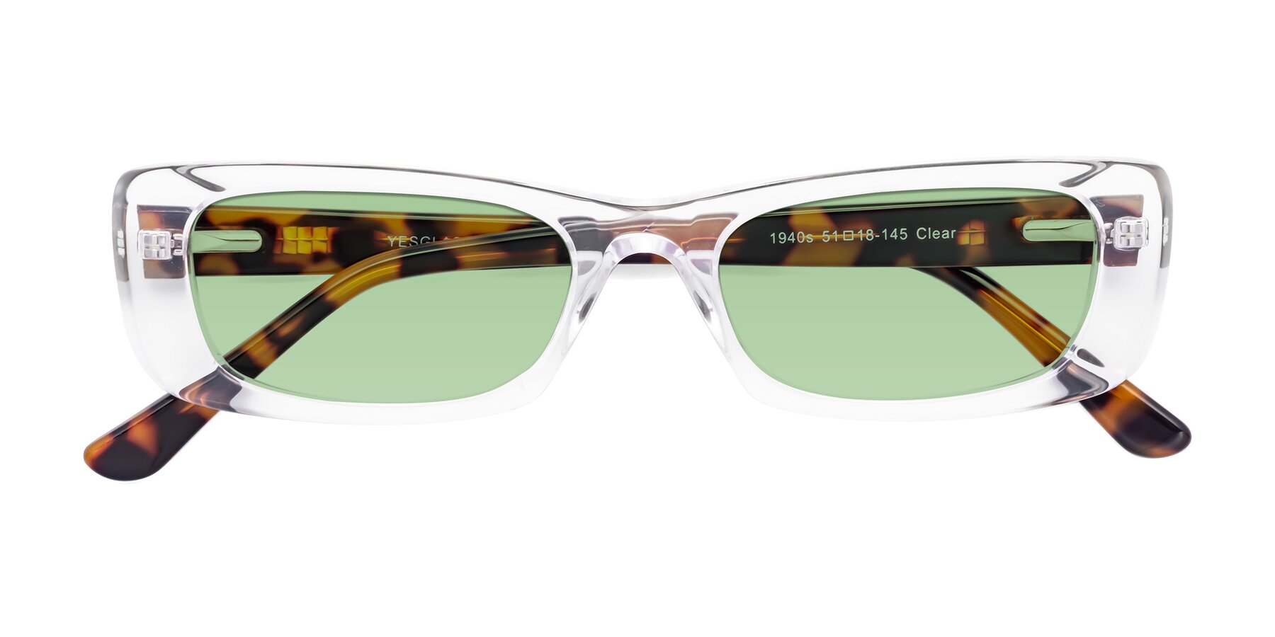 Folded Front of 1940s in Clear with Medium Green Tinted Lenses