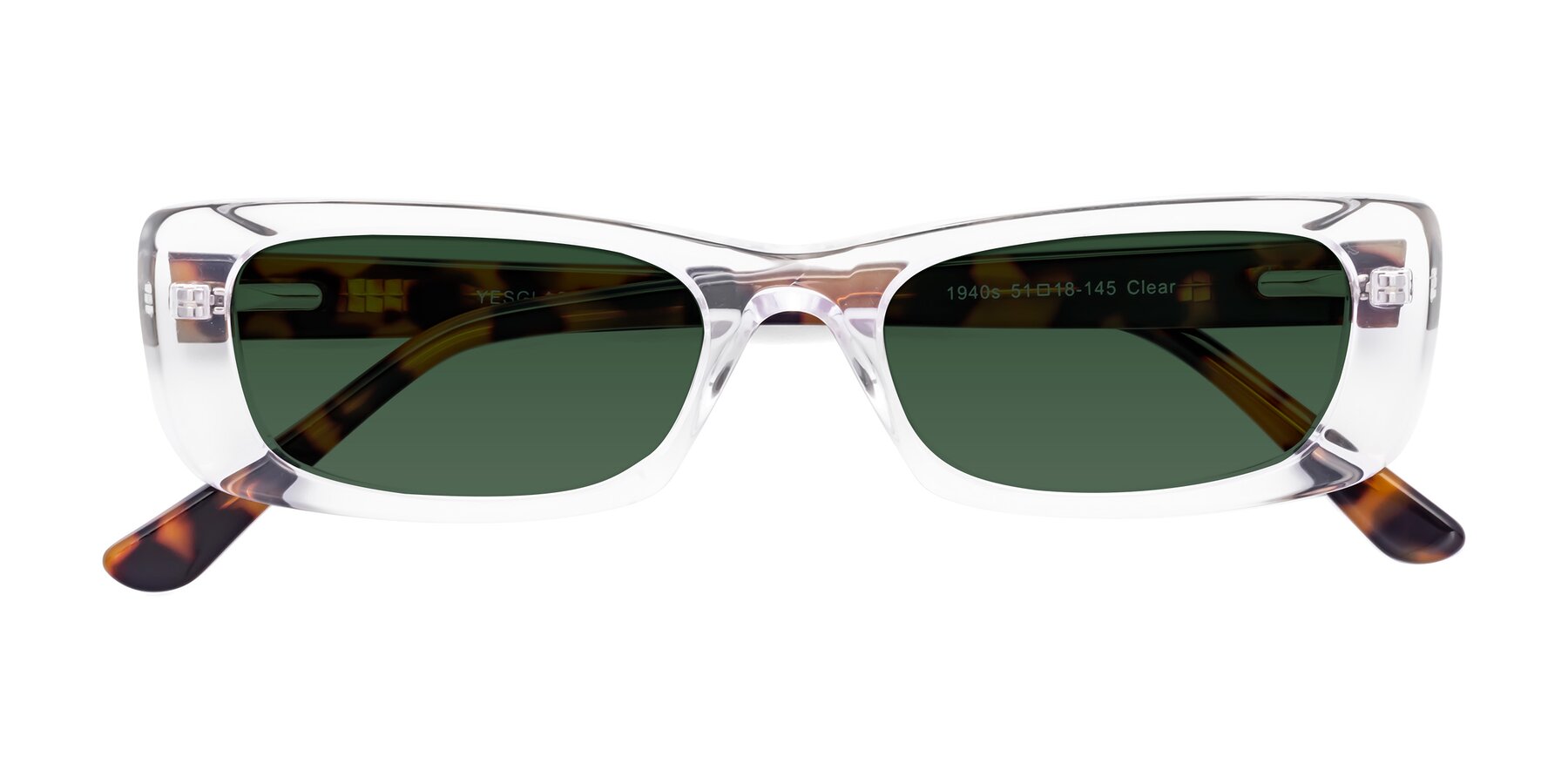 Folded Front of 1940s in Clear with Green Tinted Lenses